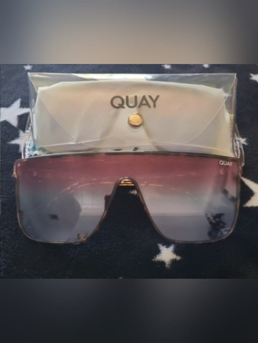 Quay Australia Oversized Shield Sunglasses - Purple/Blue Gradient Lenses